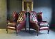 314 Superb Pair Of Chesterfield High Back Vintage Club Leather Armchairs Courie