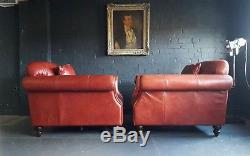 316 Superb Pair of Chesterfield Vintage Club leather Armchairs Cour