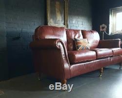 318 Chesterfield Leather vintage Derwent 3 Seater Sofa courier av