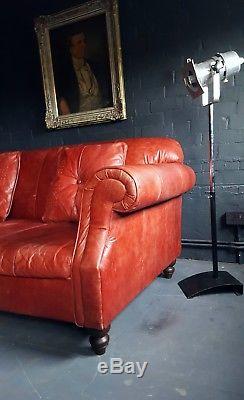 323 Chesterfield Leather vintage & distressed 3 Seater Sofa courier av
