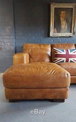 336 Chesterfield vintage 3 seater leather tan Club brown Corner suite courier av