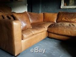 33 Laura Ashley Vintage 3 seater Leather tan brown Corner Suite courier av