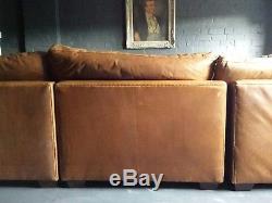 33 Laura Ashley Vintage 3 seater Leather tan brown Corner Suite courier av