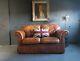 345 Laura Ashley Vintage 2 Seater Leather Club Brown Chesterfield Courier Av