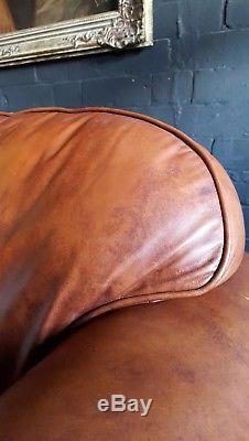 345 Laura Ashley Vintage 2 seater Leather Club brown Chesterfield Courier av