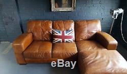 352 Chesterfield vintage 3 seater leather tan Club brown Corner suite courier av