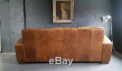 360 Chesterfield Leather vintage & distressed 3 Seater Sofa tan brown Courier av