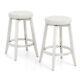 360° Swivel Bar Stool Set Of 2 Retro Kitchen Stools Vintage Pub Stool White