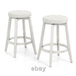 360° Swivel Bar Stool Set of 2 Retro Kitchen Stools Vintage Pub Stool White