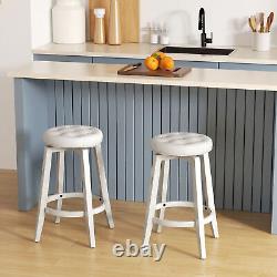 360° Swivel Bar Stool Set of 2 Retro Kitchen Stools Vintage Pub Stool White