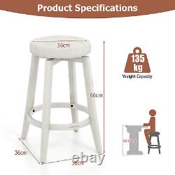 360° Swivel Bar Stool Set of 2 Retro Kitchen Stools Vintage Pub Stool White