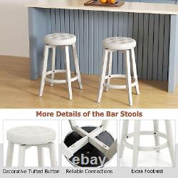 360° Swivel Bar Stool Set of 2 Retro Kitchen Stools Vintage Pub Stool White