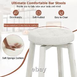 360° Swivel Bar Stool Set of 2 Retro Kitchen Stools Vintage Pub Stool White