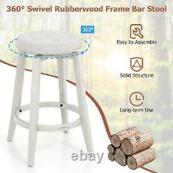 360° Swivel Bar Stool Set of 2 Retro Kitchen Stools Vintage Pub Stool White