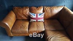 387 Chesterfield vintage 3 seater leather tan Club brown Corner suite courier av