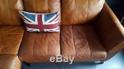 393. Chesterfield vintage 3 seater leather tan Club brown Corner suite courier av