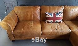 394. Chesterfield vintage 3 seater leather tan Club brown Corner suite courier