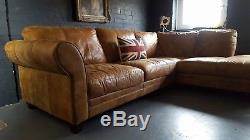 394. Chesterfield vintage 3 seater leather tan Club brown Corner suite courier