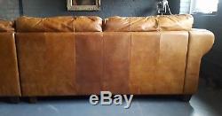 395. Chesterfield vintage 3 seater leather tan Club brown Corner suite courier av