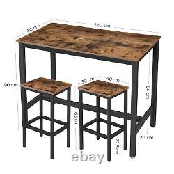 3PC Bar Table and Stools Kitchen Breakfast Dining Room Furniture Vintage LBT15X