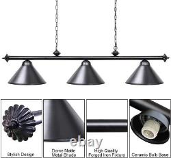 3 Light Pool Table Light Vintage Retro Kitchen Island Pendant Light Matte Black