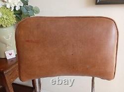 3 Retro Vintage Chrome Upholstered Bar Stools Original 1970's Brown Padded Seat