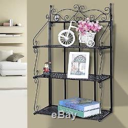 3 Tier Metal Bookcase Shelf Wall Organizer Storage Display Rack Black Shelves