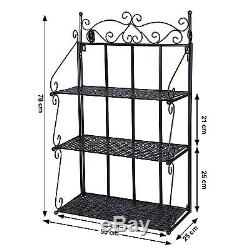 3 Tier Metal Bookcase Shelf Wall Organizer Storage Display Rack Black Shelves
