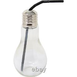 3 X 18cm Retro Light Bulb Drinking Glass Mason Jar With Straw Party Xmas Gift