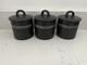 3 X Habitat Scraffito Black Storage Canisters Jars And Lids Vgc Vintage Rare