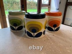 3 x Orla Kiely 70's Stem FlowerCeramic Storage /Tea, Coffee, Sugar Jars