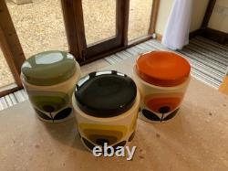 3 x Orla Kiely 70's Stem FlowerCeramic Storage /Tea, Coffee, Sugar Jars