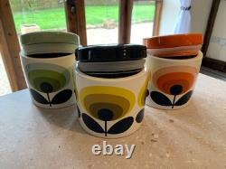 3 x Orla Kiely 70's Stem FlowerCeramic Storage /Tea, Coffee, Sugar Jars