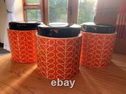 3 x Orla Kiely Ceramic Storage /Tea, Coffee, Sugar Jars. Check out my others