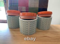 3 x Orla Kiely Ceramic Storage /Tea, Coffee, Sugar Jars. Check out my others