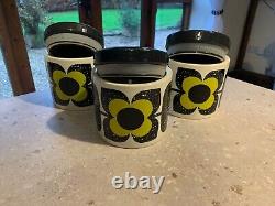 3 x Orla Kiely Ceramic Storage /Tea, Coffee, Sugar Jars. Check out my others