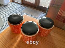 3 x Orla Kiely Ceramic Storage /Tea, Coffee, Sugar Jars. Check out my others