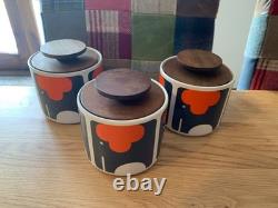 3 x Orla Kiely Elephant Ceramic Storage /Tea/Coffee/Sugar Jars. SEE MY OTHERS