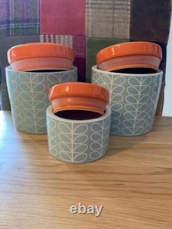 3 x Orla Kiely StemCeramic Storage /Tea/Coffee/Sugar Jars. SEE MY OTHERS