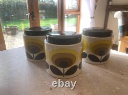 3 x Rare Orla Kiely 70's flower stem Ceramic Storage Jars. CHECK OUT MY OTHERS