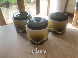 3 x Rare Orla Kiely 70's flower stem Ceramic Storage Jars. CHECK OUT MY OTHERS