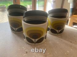 3 x Rare Orla Kiely 70's flower stem Ceramic Storage Jars. CHECK OUT MY OTHERS