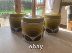 3 x Rare Orla Kiely 70's flower stem Ceramic Storage Jars. CHECK OUT MY OTHERS