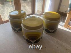 3 x Rare Orla Kiely 70's flower stem Ceramic Storage Jars. CHECK OUT MY OTHERS