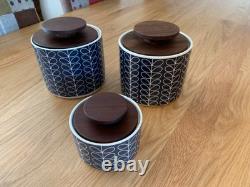 3 x Rare Orla Kiely Blue/Grey stemTea/Coffee/Sugar Jars CHECK OUT MY OTHERS