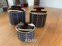3 x Rare Orla Kiely Blue/Grey stemTea/Coffee/Sugar Jars CHECK OUT MY OTHERS