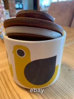 3 x Rare Orla Kiely Hen, Owl, Elephant Jars, Tea/Coffee/Sugar SEE MY OTHERS