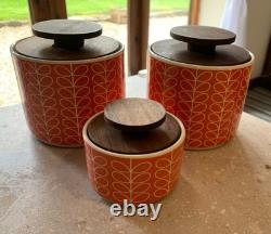 3 x Rare Orla Kiely Orange Stem Tea/Coffee/Sugar Jars SEE MY OTHERS
