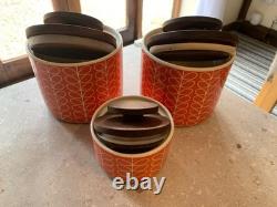 3 x Rare Orla Kiely Orange Stem Tea/Coffee/Sugar Jars SEE MY OTHERS