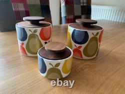 3 x Rare Orla Kiely Pear Tea/Coffee/Sugar Jars CHECK OUT MY OTHERS
